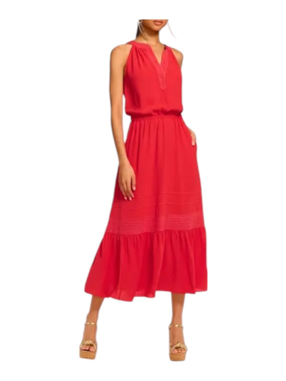NWT Ramy Brook Carmen Midi Dress Flame Color Size XL - Picture 11 of 11